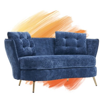 NicBex 64.2 Inch Polyester Loveseat Sofa,2-Seat Upholstered Sofa with Metal Legs  for Living Room,Small Space,Office,Apartment