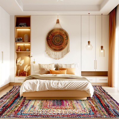 Handmade Multicolor Cotton Braided Round Area Rug