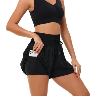 Clotth 2-In-1 High Waisted Athletic Shorts For Women – Gym, Yoga, Running, Golf ,Tennis With Pockets Comfy Flowery Skort For Lounge, Beach