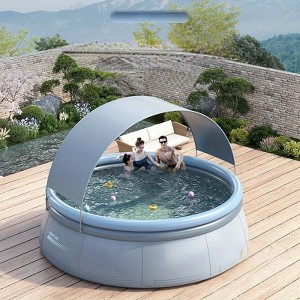 Vynxaria 141.73in/94.49ib/118.11in Outdoor Inflatable Pool Spacious Family Fun and Easy Setup - 1 of 4