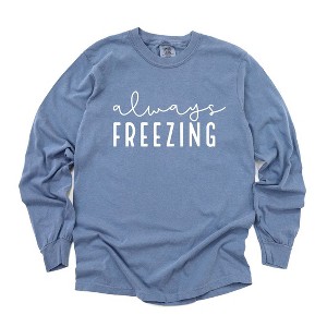 Simply Sage Market Women's Always Freezing Long Sleeve Garment Dyed Tee - 1 of 4