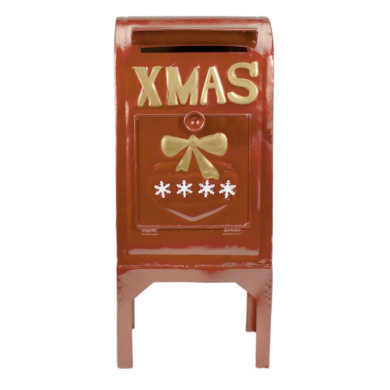 Northlight 16" Orange Metal Mailbox Christmas Tabletop Decoration, 1 of 6