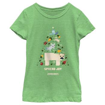 Girl's Minecraft Spread Joy Christmas Tree T-Shirt