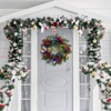 18 Inch Prelit Christmas Wreaths for Front Door with balls, pine cones, and leaves for Fireplace Window Indoor Outdoor Xmas Decorations - 3 of 4