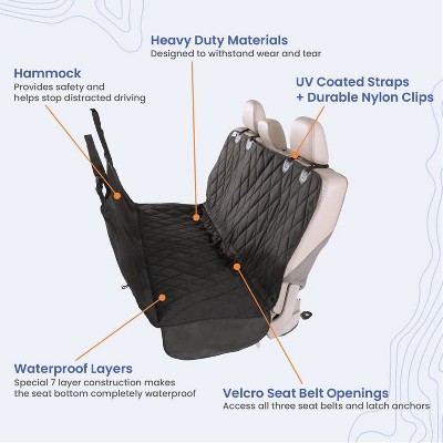 Black Quilted Waterproof Dog Car Seat Hammock