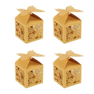 Unique Bargains Durable Paper Hollow Design Bright Color Elegant Appearance Gift Box 2"x2"x3.1" 25 Packs - 1 of 4