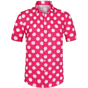 Lars Amadeus Men's Summer Polka Dots Short Sleeves Button Down Dress Shirts - 1 of 4