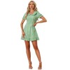 INSPIRE CHIC Women's Plaid Gingham Puff Sleeve Ruffle Peter Pan Collar Vintage Dress - 3 of 4