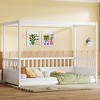 CAVINAS Twin Size Wood Montessori Bed,Modern Canopy Floor Bed with Guardrails and Four Poster Design,Toddler Bed for Bedroom,White - 2 of 4