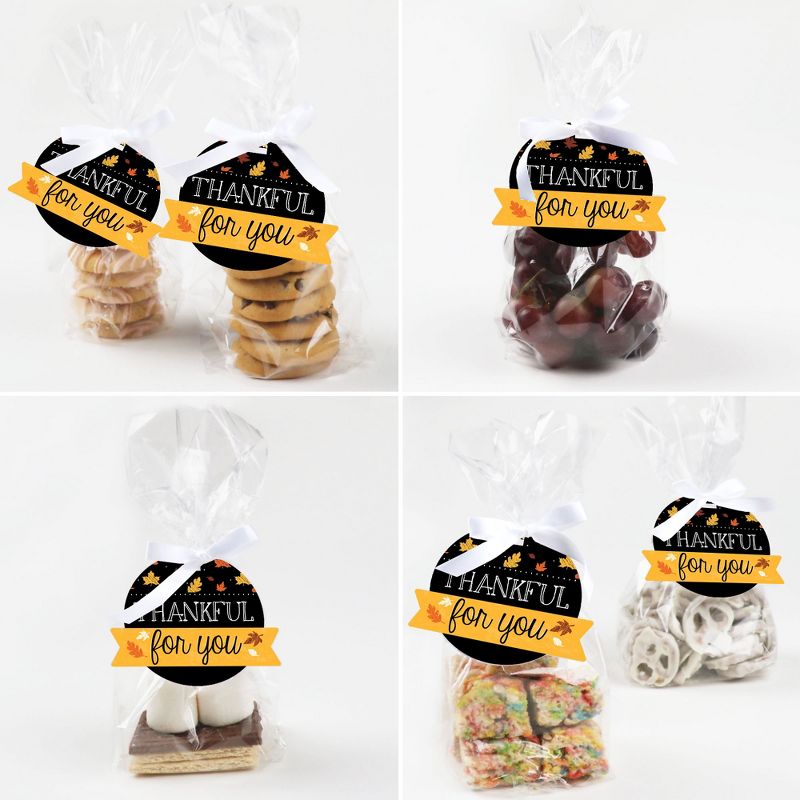 Big Dot of Happiness Give Thanks - Thanksgiving Party Clear Goodie Favor Bags - Treat Bags With Tags - Set of 12, 5 of 9