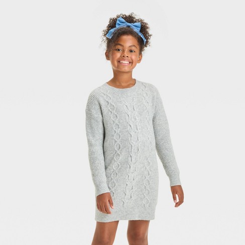 Girls Long Sleeve Sweater Shift Dress Cat Jack Heather Gray Xs Target