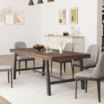 70 Inch Farmhouse Dining Table for 6 to 8, Large Rectangular Dinner Table for Dining Room, Home Office, Living Room
