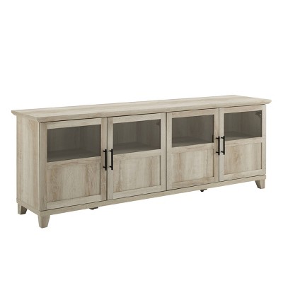 threshold media stand white oak finish