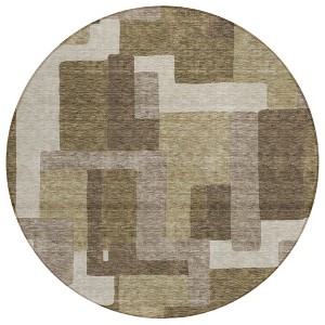 Brown And Beige Abstract Washable Indoor Outdoor Area Rug - 1 of 4