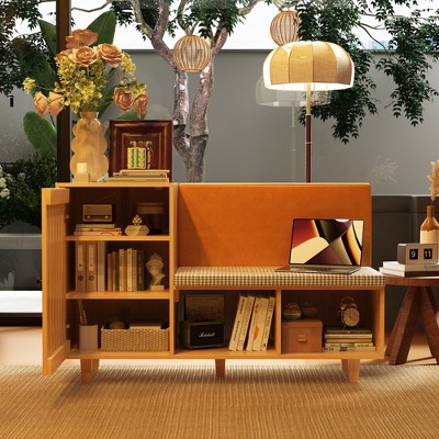 Famapy Brown Woodgrain Shoe Cabinet with Bench: Stylish and Functional Entryway Essential
