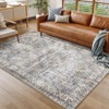 Vintage Machine Washable Rug for Living Room Non-Slip Non-Shedding Distressed Floral Printed Indoor Carpet - 4 of 4