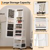 66" Full Length Mirror Jewelry Cabinet  Lockable Standing Armoire Organizer with Storage Drawer, Back Shelf, 360° - 3 of 4