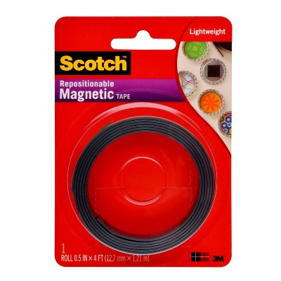 Scotch .5" x 4' Repositionable Magnetic Tape - Black