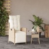 vidaXL Reclining Patio Chair with Footrest Beige Poly Rattan - 3 of 4