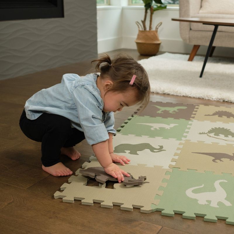Tadpoles Dinosaur Foam Playmats for Kids | 16 Interlocking Foam Mats with 16 Border Pieces Floor Coverage 50" x 50â€, 2 of 4