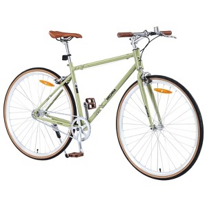 INFURNIC Bicycles Single Speed Retro 700C Road Bike with Steel Frame and Double Caliper Brakes for City Riding, Light Green, 64.97"*24.41"*38.52" - 1 of 4