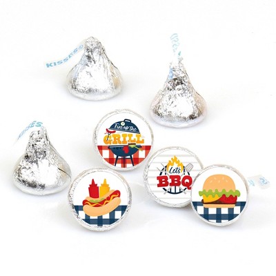 Big Dot of Happiness Fire Up the Grill - Summer BBQ Picnic Party Round Candy Sticker Favors - Labels Fit Hershey's Kisses (1 sheet of 108)