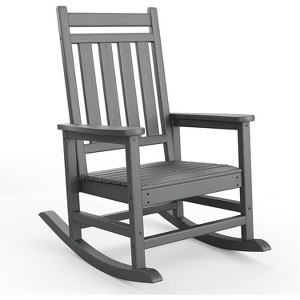 Adirondack Outdoor Rocking Chair, All Weather HDPE Plastic Patio Rocker Chair with Wide Armrests - 1 of 4