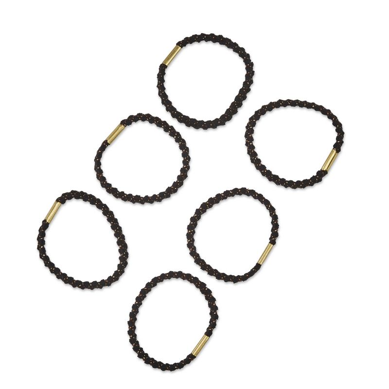 sc&#252;nci Gold Embellished Textured Hair Elastics - Black - All Hair - 6pcs, 5 of 6