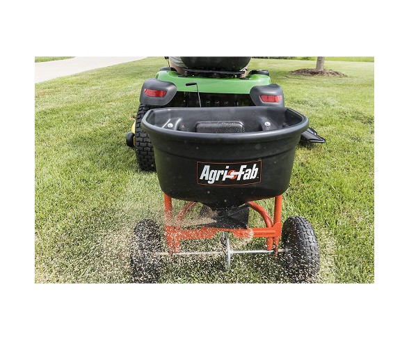 Agri-Fab 110 Pound Capacity Tow Broadcast Spreader With 10 Foot Spread, Black