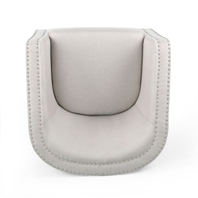 Wheat Elegance Handcrafted Swivel Barrel Club Chair with Nailhead Trim