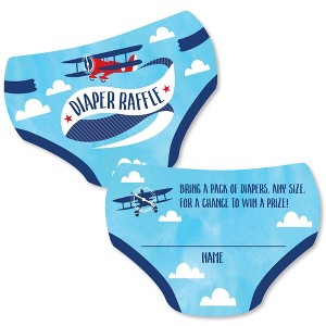 Big Dot of Happiness Taking Flight - Airplane - Diaper Shaped Raffle Ticket Inserts - Vintage Plane Baby Shower - Diaper Raffle Game - Set of 24 - 1 of 4