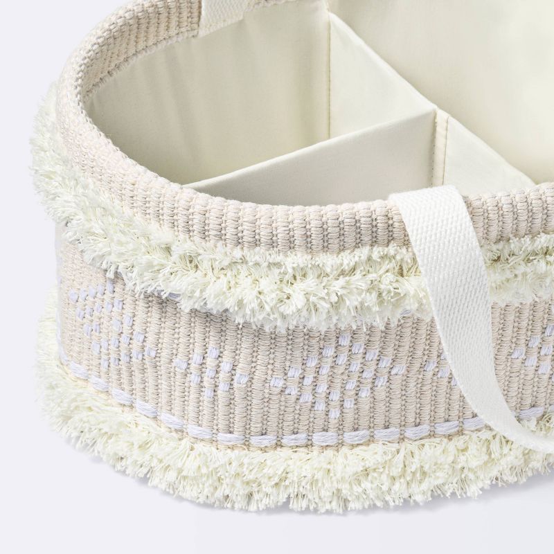 Tufted Fabric Diaper Caddy Storage Basket - Khaki and Cream - Cloud Island&#8482;, 4 of 7