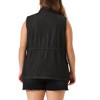 Agnes Orinda Women's Plus Size Utility Anorak Cargo Drawstring Jean Denim Vests - 4 of 4
