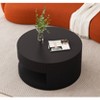 31.5''W Vertical Stripe Design Coffee Table, Modern Round Center Table with Storage for Living Room, Bedroom and Study - ModernLuxe - image 3 of 4