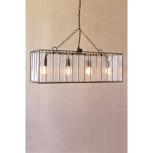 Rectangle Pendant Light With Glass Chimes 12"H, Gray Gunmetal Glass/Metal By Kalalou - 1 of 3