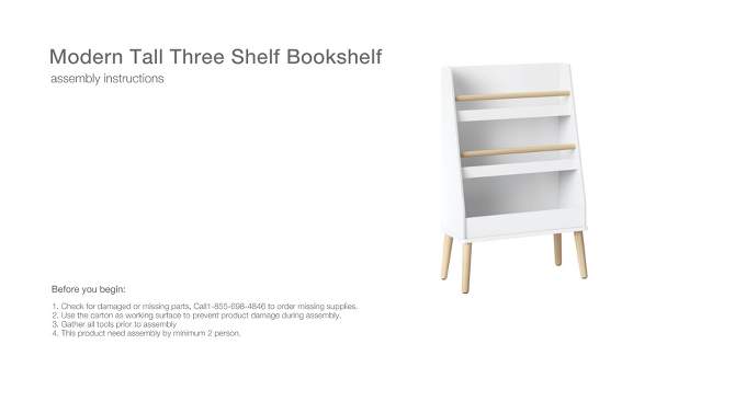 Modern Tall Three Shelf Kids&#39; Bookshelf White - Pillowfort&#8482;, 2 of 11, play video
