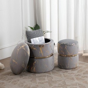 Comfortable Round Upholstered Storage Ottoman - 1 of 4