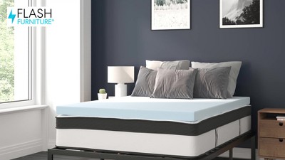 Twin Black Metal Platform Bed Frame with Memory Foam Mattress Topper