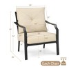 Costway 2 PCS Patio Dining Chairs Set with Padded Cushions Armrest Steel Frame - 3 of 4