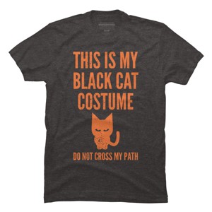 Men's Design By Humans Halloween Introvert Black Cat Costume By Commykaze T-Shirt - 1 of 4