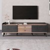 Chic Crate - 63" Mid-Century Media Console w/ 2 Cabinets & Open Storage - 70" TV Stand for Living Room/Home Theatre - Walnut & Charcoal - 3 of 4