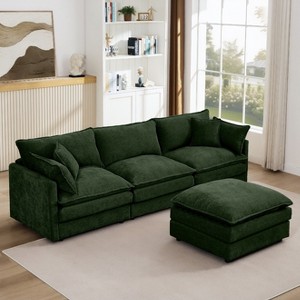 KWPZQEB 102" Modular Sectional Sofa, L Shaped Couch Set with Movable Ottoman, Chenille 3-Seater Cloud Couch with Throw Pillows for Living Room - 1 of 4