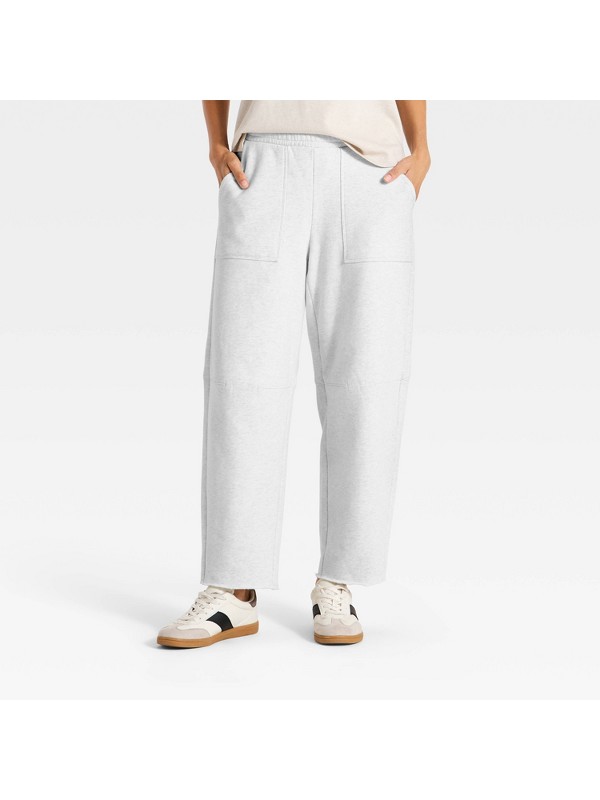 Barrel-Leg Sweatpants — Heather gray