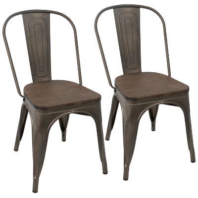 Set of 2 Oregon Dining Chair Metal/Espresso - LumiSource