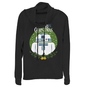 Juniors Womens Star Wars Merry Christmas R2-D2 Cowl Neck Sweatshirt - 1 of 3
