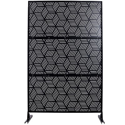 Grungis Matrix Metal Decorative Patio Screens,Freestanding Decorative Privacy Screen with Striped Rhombus Pattern for Balcony,76" H×48" W