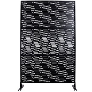 Grungis Matrix Metal Decorative Patio Screens,Freestanding Decorative Privacy Screen with Striped Rhombus Pattern for Balcony,76" H×48" W - 1 of 4