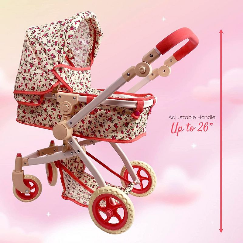 The New York Doll Collection Convertible Combo Baby Doll Stroller Floral, 5 of 8