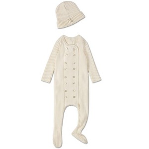 MiniMe 2 Piece Baby Double-Breasted Sweater Rib Footie Set - 1 of 3