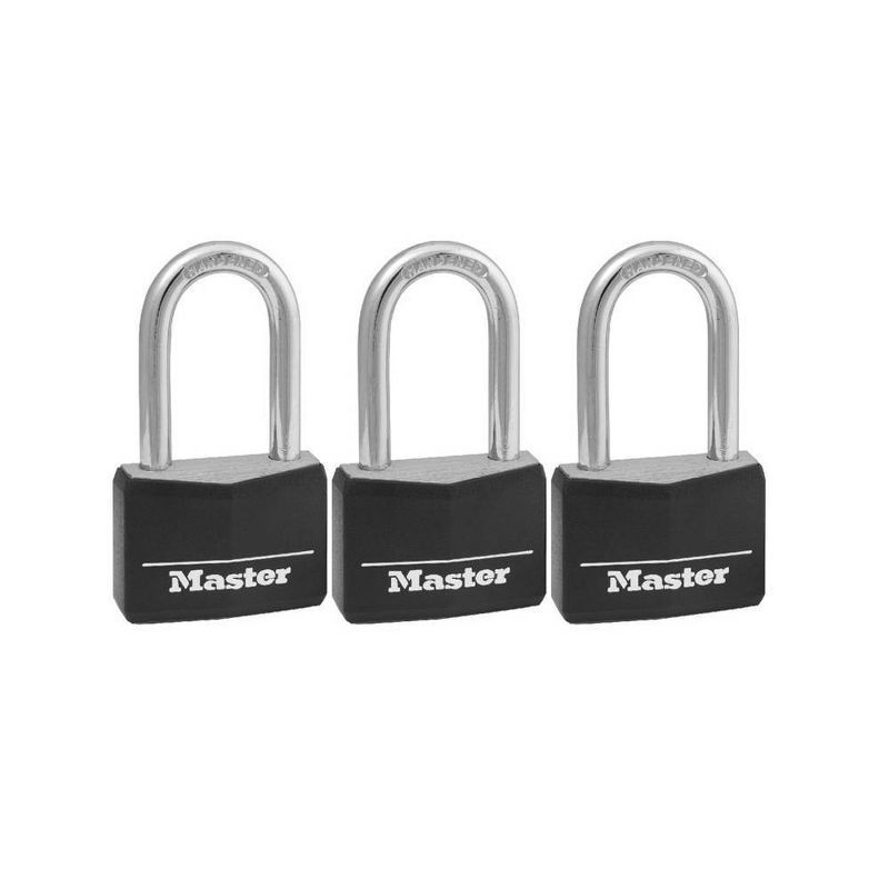 Master Lock 3pk 40mm Covered Brass Key Lock Set Black, 3 of 5